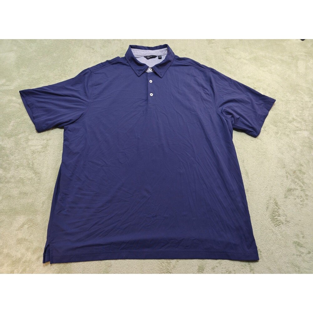 Walter Hagen Mens XXL Blue Performance Golf Polo Shirt Short Sleeve Stretch